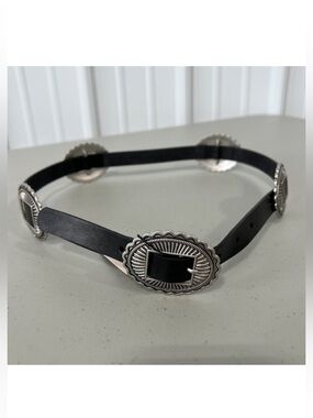 Most Wanted Concho Belt Women L Genuine Leather Black Western Boho Hippie NEW